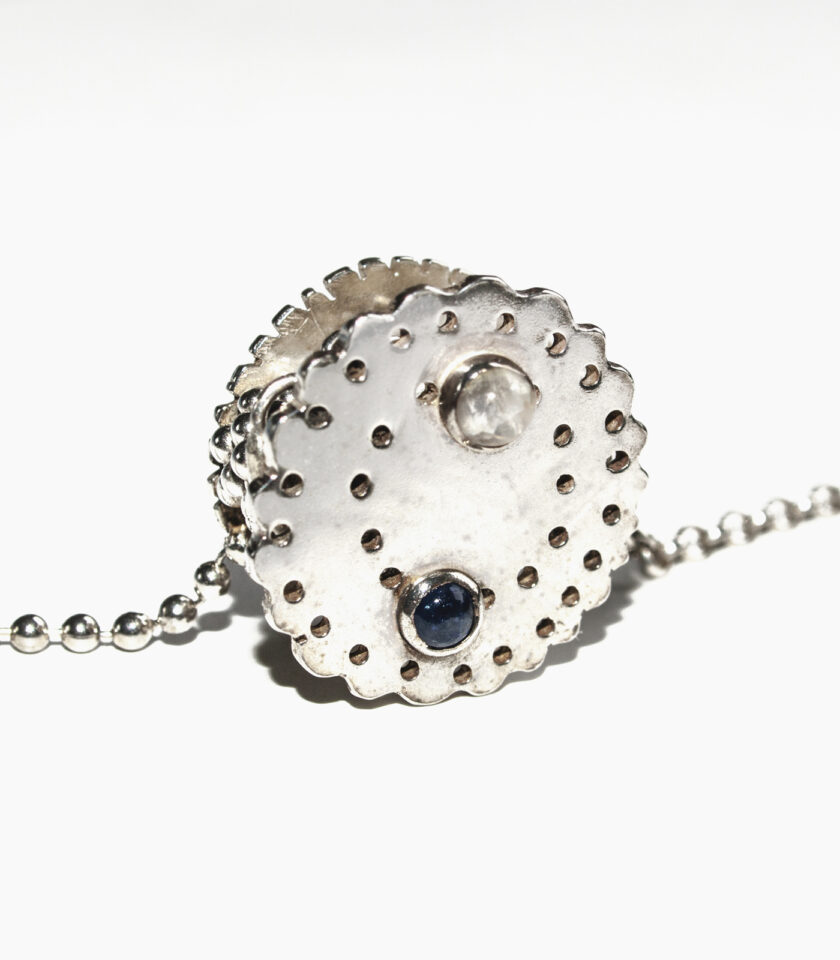 Bobbin Necklace with Blue and White Stone 2